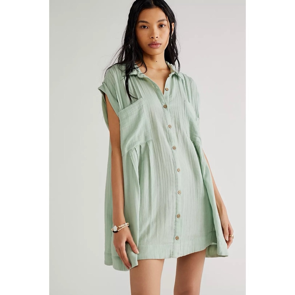 Free People Not So Basic ShirtDress Dress‎ Tunic Gauze Cotton XS